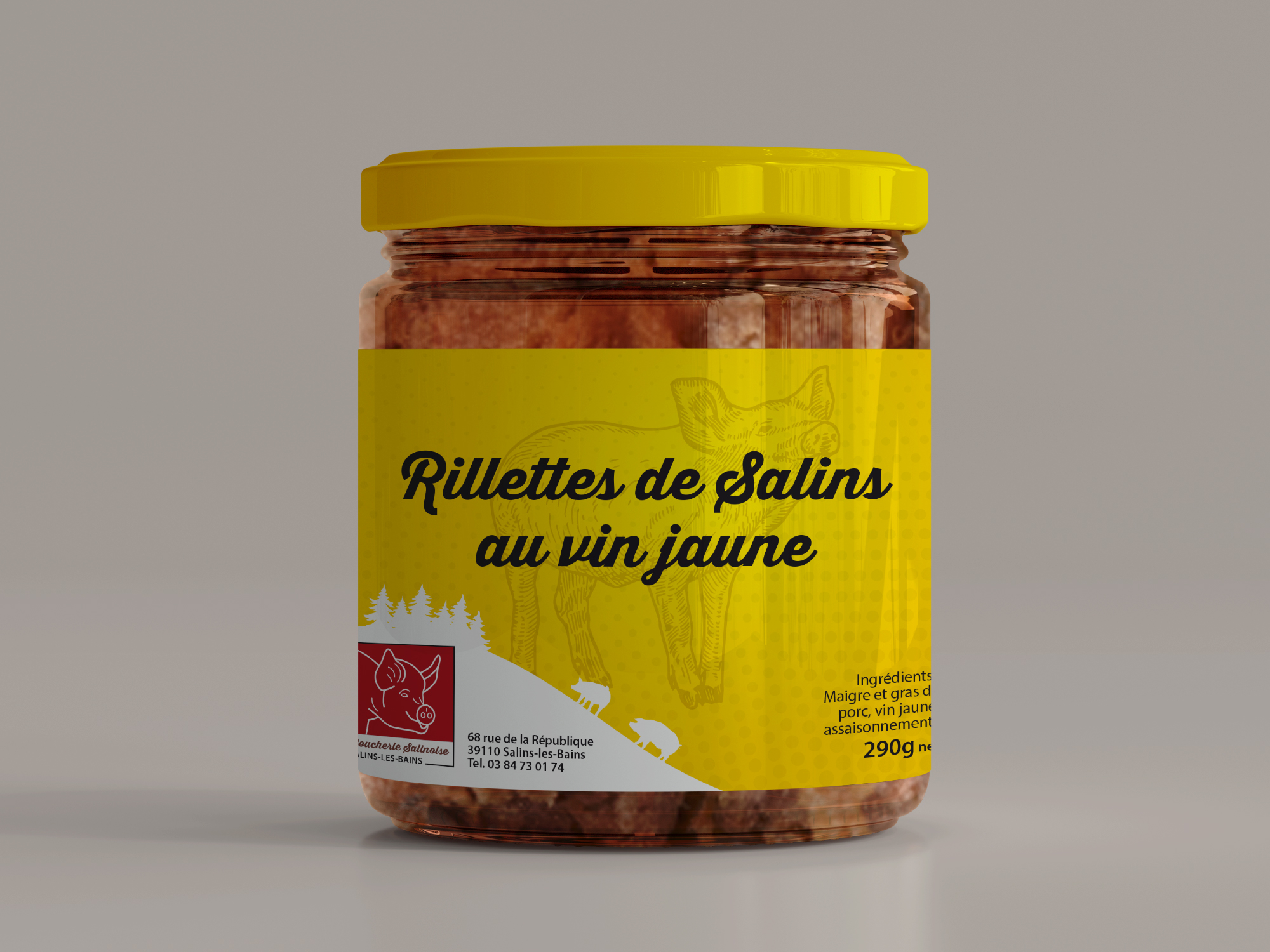etiquette bocal rillettes de salins au vin jaune